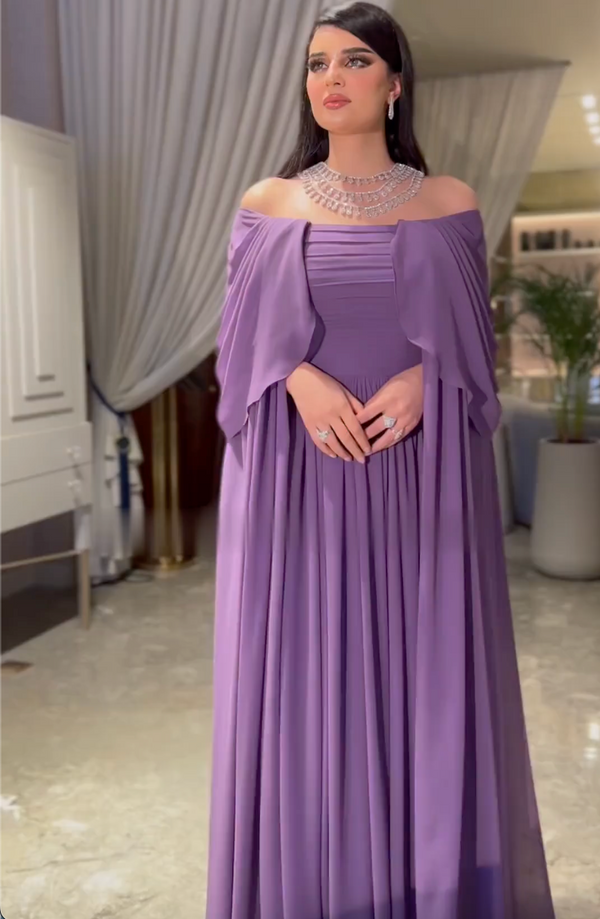 Purple Chiffon Elegant Dress（delivery in 2-5 days）